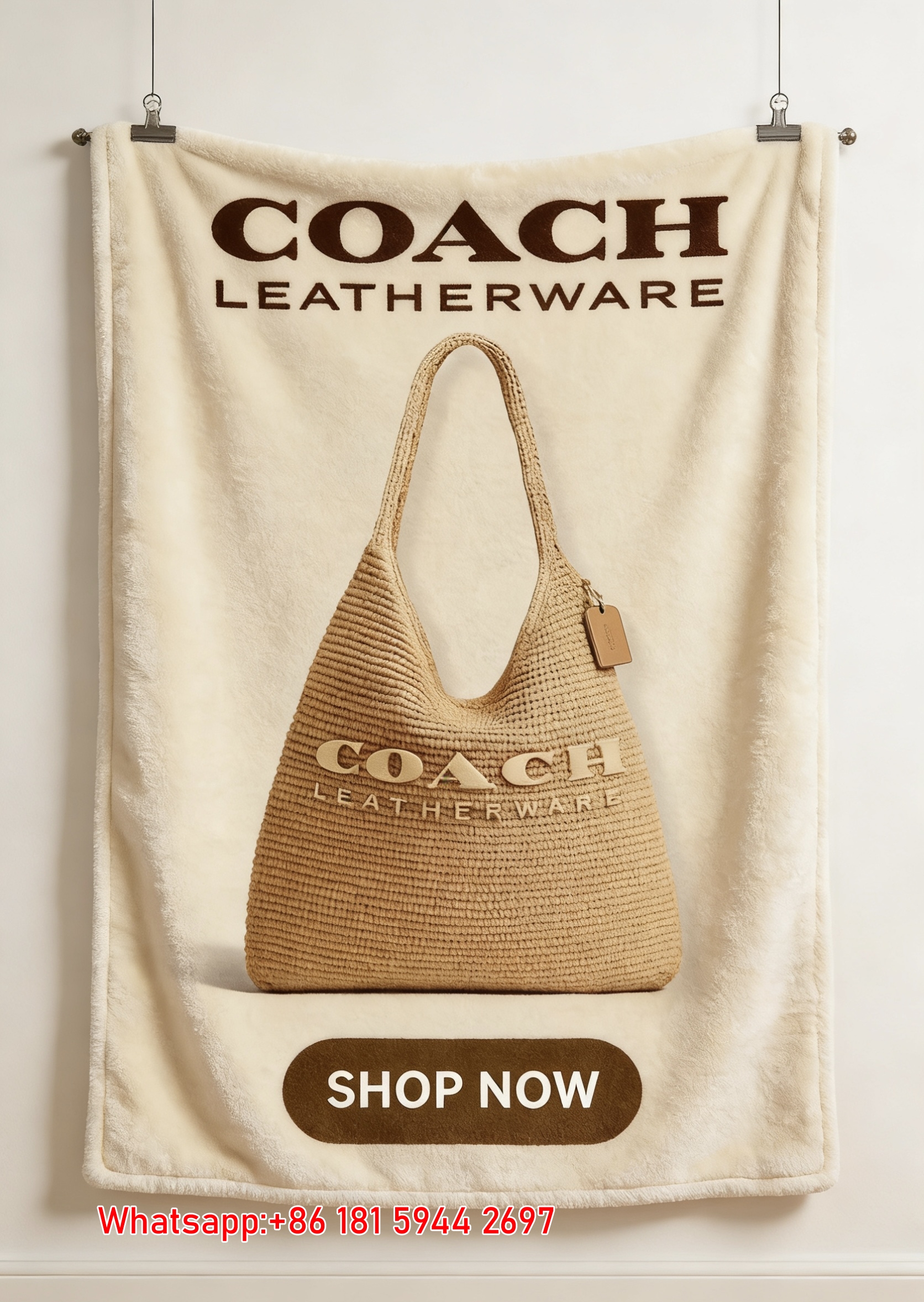 Coach Straw Crochet Flannel Throw Blanket for Sofa C188